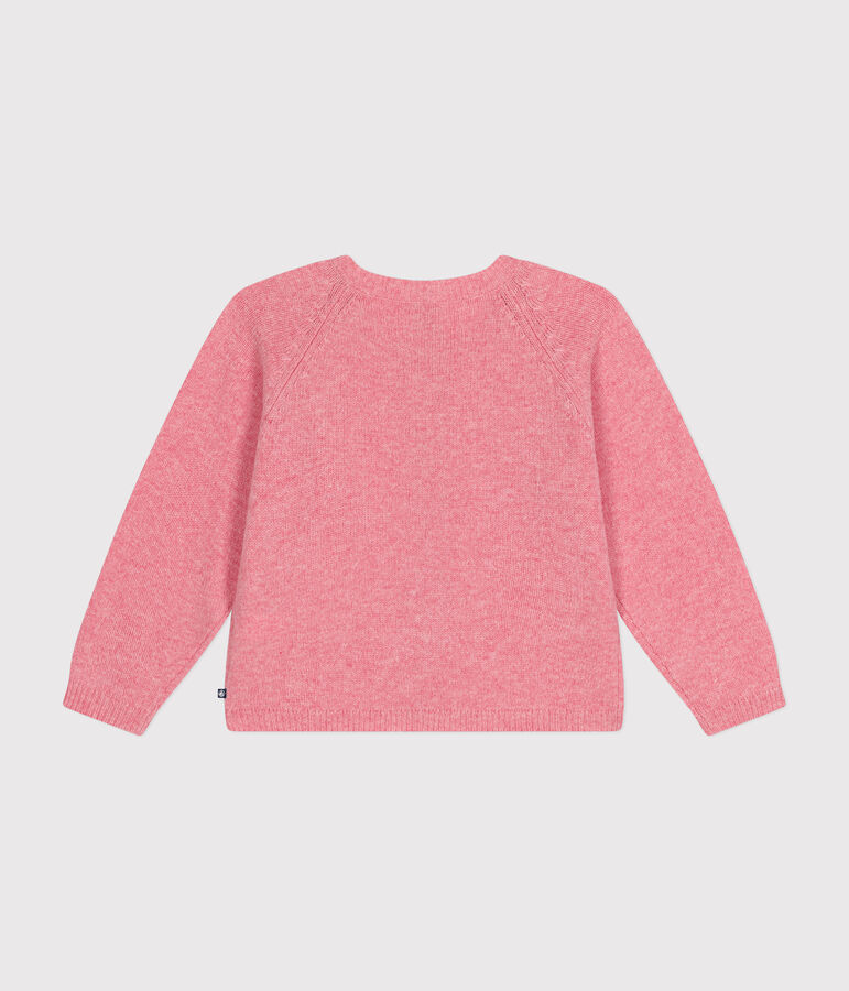 Cardigan in maglia con lana bambina rosa ROSELINE CHINE