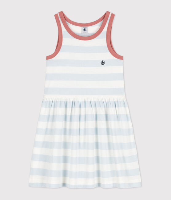 Abito senza maniche in cotone a righe bambina PLEINAIR/ MARSHMALLOW