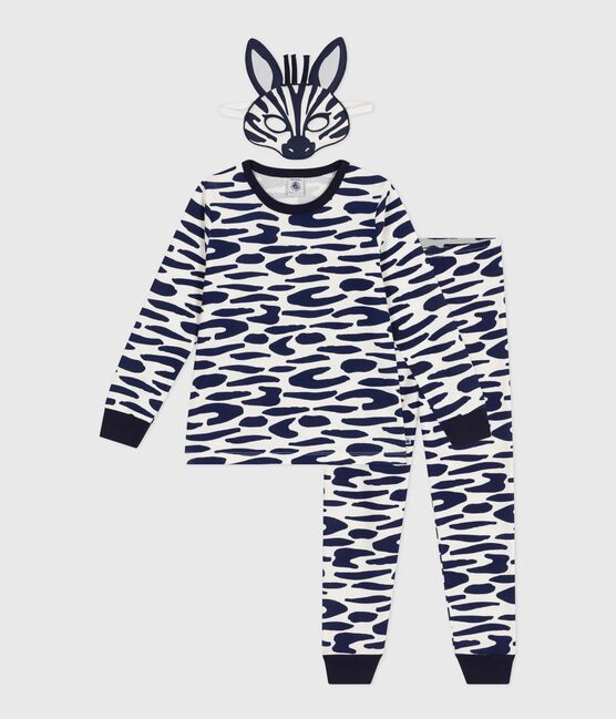 Pigiama travestimento bambino in cotone con zebra stampata blu MILK/ SOIR