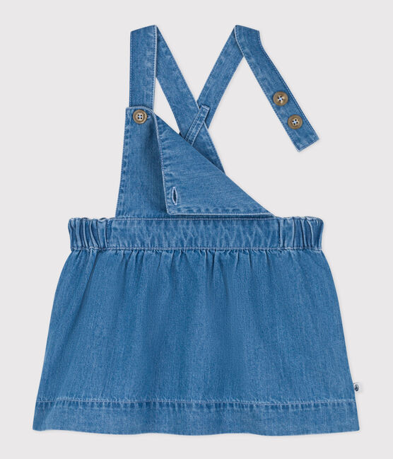 Abito smanicato in denim leggero per bebè blu DENIM CLAIR