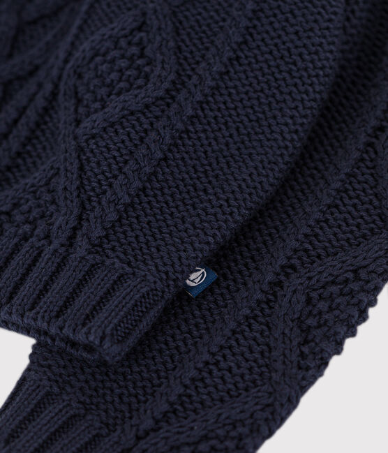 Maglione in maglia intrecciata di cotone per bebè blu SMOKING