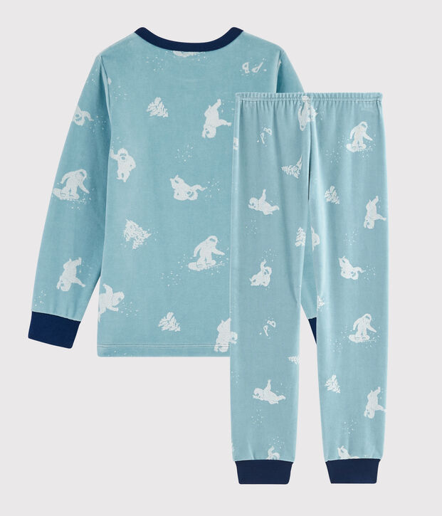 Pigiama fantasia yeti in ciniglia bambino blu/bianco