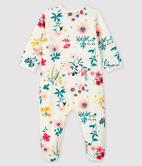 Tutina fantasia a fiori bebè femmina in ciniglia bianco MARSHMALLOW/bianco MULTICO