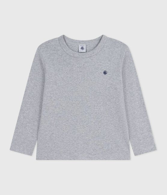 T-shirt a maniche lunghe in cotone tinta unita bambino grigio FUMEE CHINE