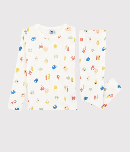 Pigiama con emoticon bambina/bambino in cotone e Lyocell bianco MARSHMALLOW/bianco MULTICO