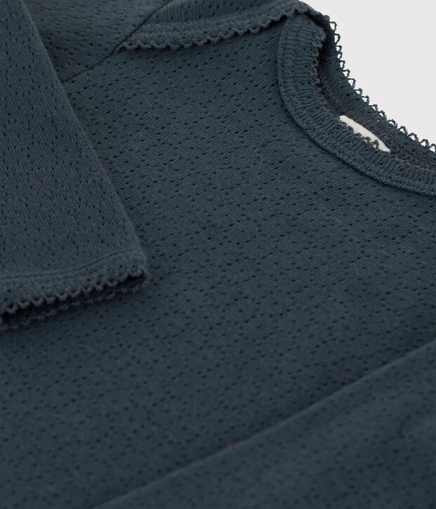 Body a maniche lunghe beb&egrave; in maglia traforata grigio