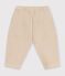 Pantaloni stile cargo in cotone tinta unita con stemma neonato beige