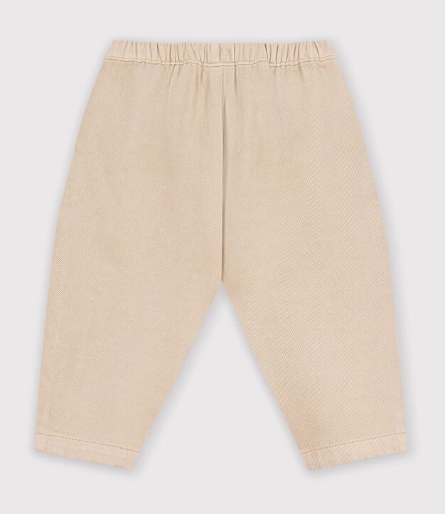 Pantaloni stile cargo in cotone tinta unita con stemma neonato beige