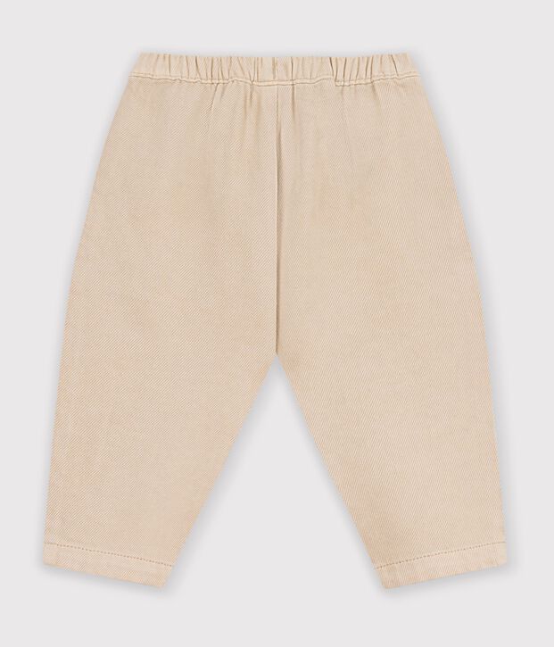 Pantaloni stile cargo in cotone tinta unita con stemma neonato beige