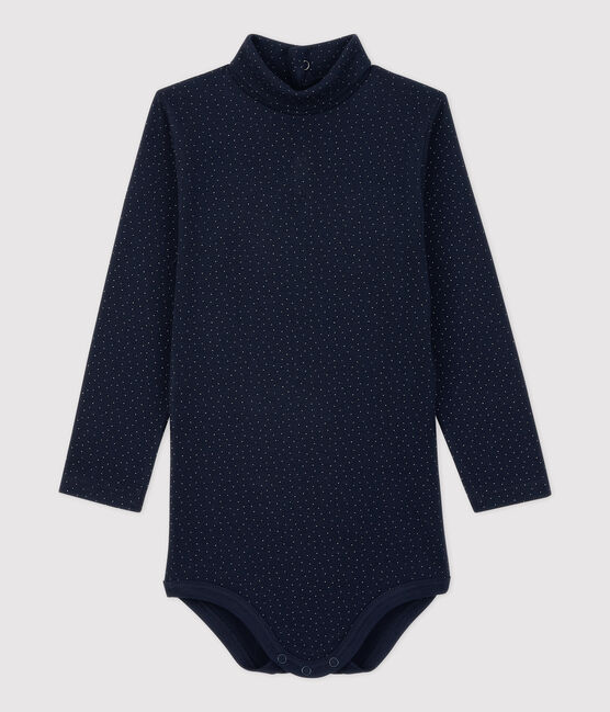 Body in cotone bebè. blu SMOKING/bianco MARSHMALLOW