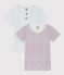 Confezione da 2 t-shirt bambina a maniche corte in cotone a fiori variante 1