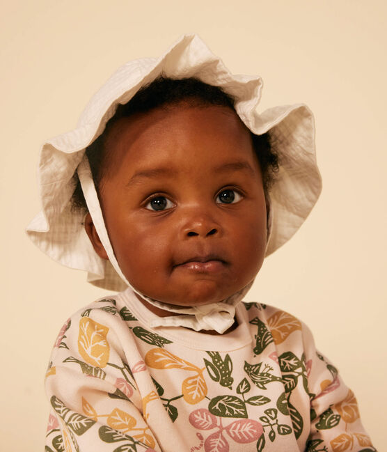 Cappellino operato bebè femmina a tinta unita bianco MARSHMALLOW