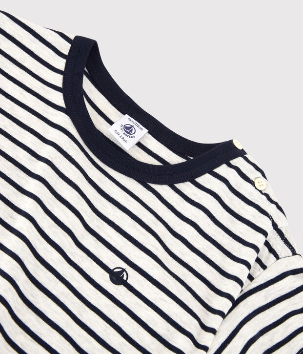 T-shirt  maniche corte in cotone bambino beige/blu