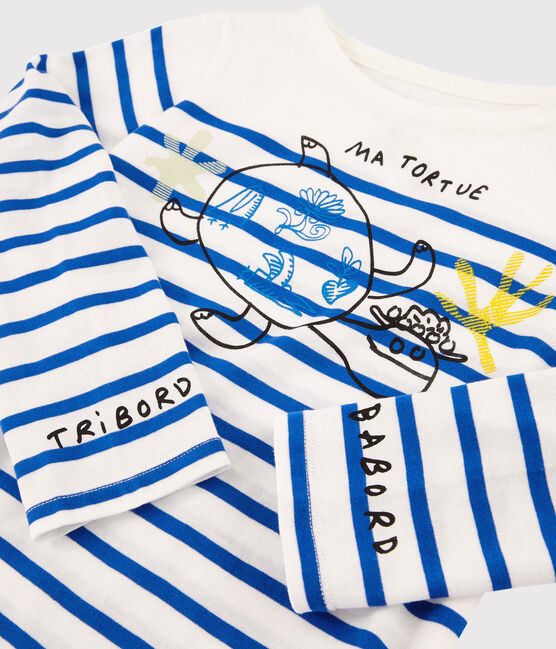 Marinière Serge Bloch bambino bianco MARSHMALLOW/blu PERSE