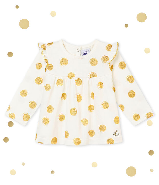 Blusa stampata per beb&eacute; femmina bianco/giallo