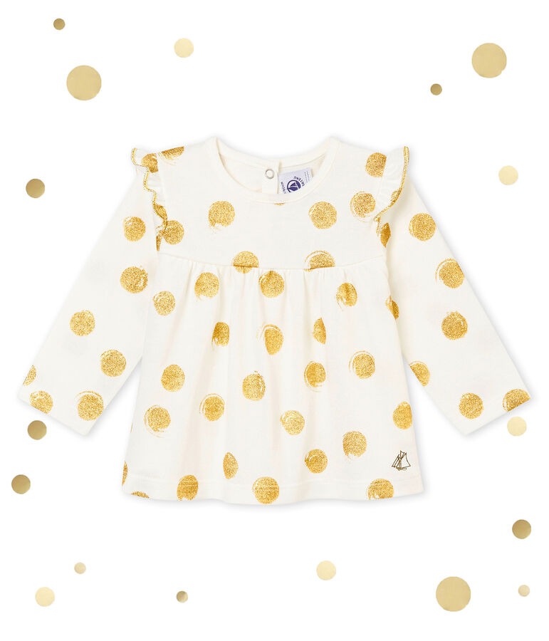 Blusa stampata per beb&eacute; femmina bianco/giallo