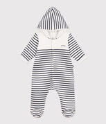 Tutina imbottita con cappuccio e piedini a righe neonato bianco MARSHMALLOW/blu SMOKING