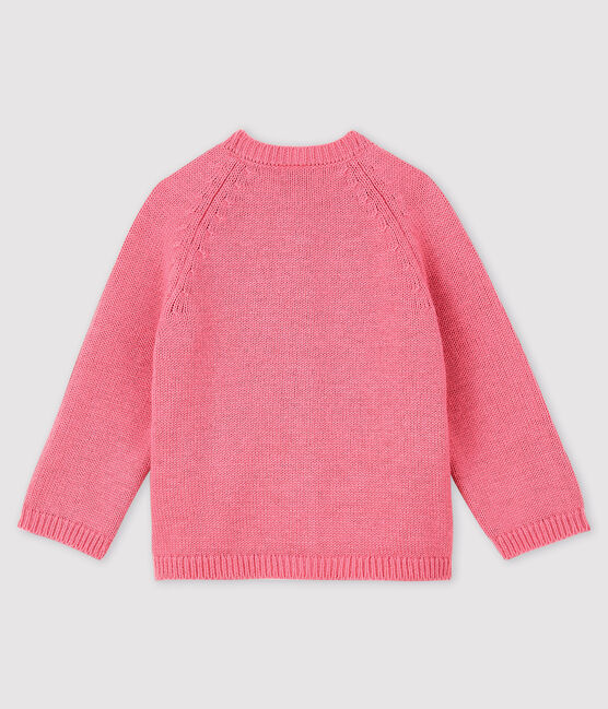 Cardigan bebè bambina con jacquard rosa CHEEK