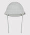 Cappellino in seersucker con laccetti da annodare neonato bianco MARSHMALLOW/blu BRUT