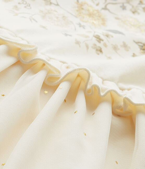 Abito per bambina bi-matière brillante beige COQUILLE