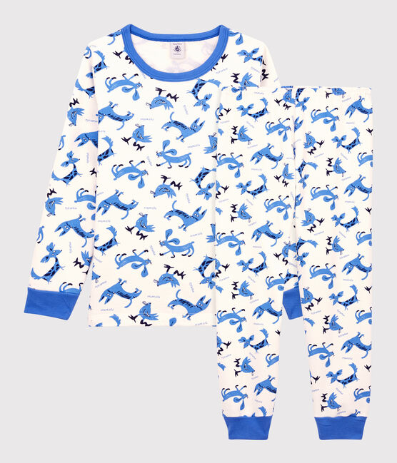 Pigiama bambino fantasia animali in cotone bianco MARSHMALLOW/bianco MULTICO