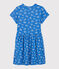 Abito bambina a maniche corte in cotone blu BRASIER/grigio MARSHMALLOW