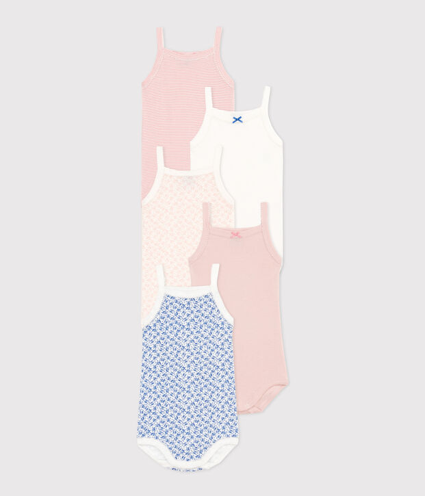 Set di 5 body con spalline a fiori beb&egrave; in cotone multicolore