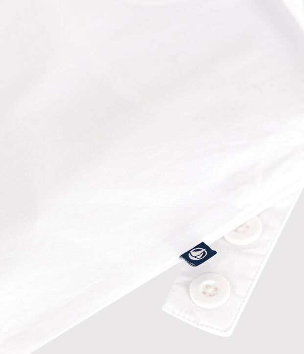 Salopette corta in cotone tinta unita neonato bianco