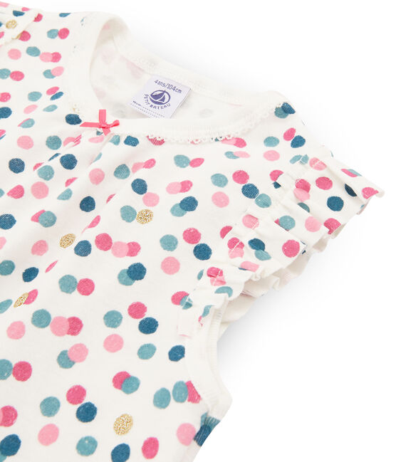 Pigiama corto bambina a costine bianco MARSHMALLOW/bianco MULTICO