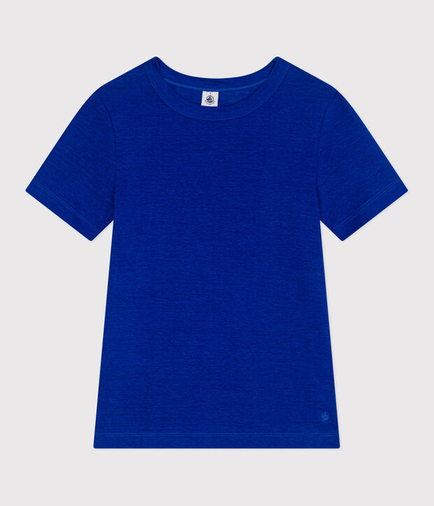 T-shirt a maniche corte in lino donna blu