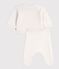 Completo 2 pezzi in maglia di lana e cotone con motivo balena neonato bianco MARSHMALLOW