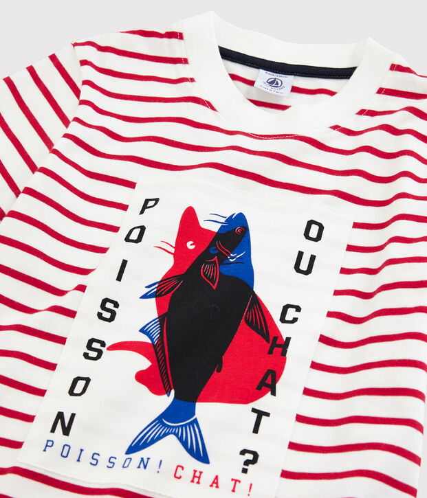 T-shirt maniche corte in jersey bambino bianco/rosso