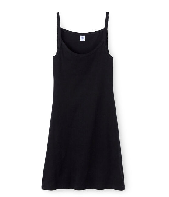 Chemise à bretelles femme coton/laine/soie nero NOIR