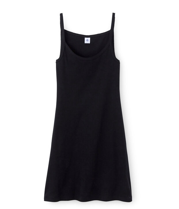 Chemise &agrave; bretelles femme coton/laine/soie nero
