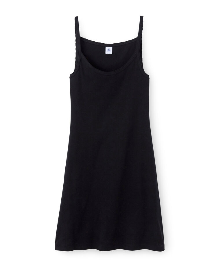 Chemise &agrave; bretelles femme coton/laine/soie nero