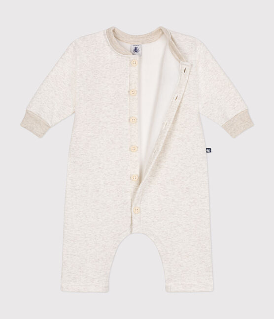 Tutina lunga in tessuto felpato morbido e caldo neonato beige MONTELIMAR CHINE