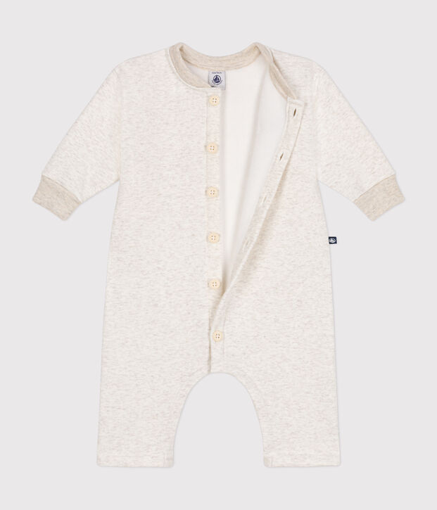 Tutina lunga in tessuto felpato morbido e caldo neonato beige