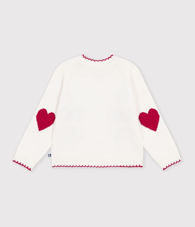 Cardigan in misto lana e cotone fantasia bambino bianco/rosso