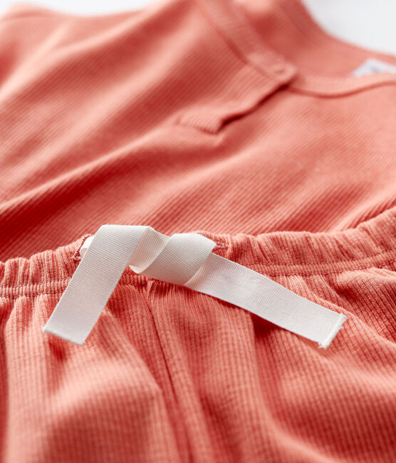 Pigiama corto a tinta unita bambina in cotone e Lyocell rosa PAPAYE