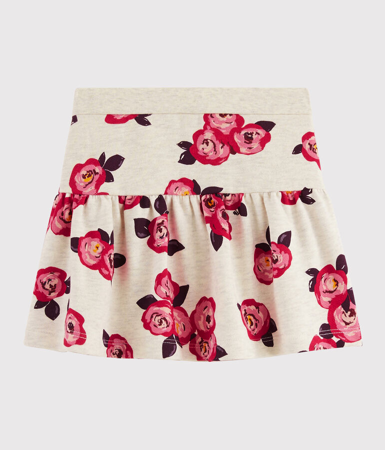 Gonna in tessuto felpato bambina beige/multicolore