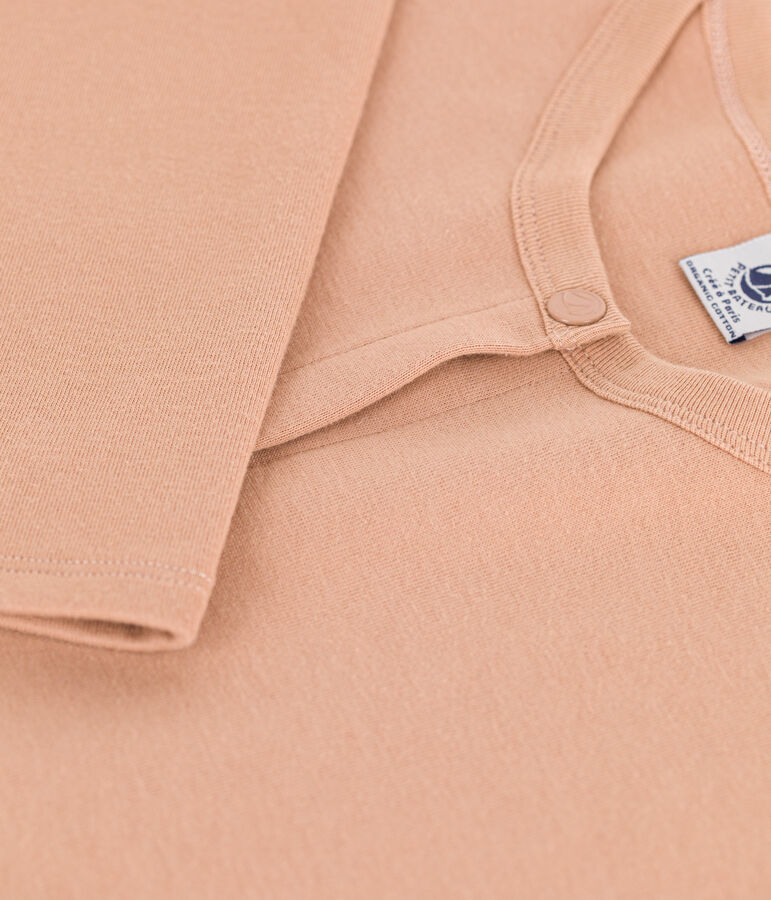 Cardigan donna in cotone spesso con automatici beige