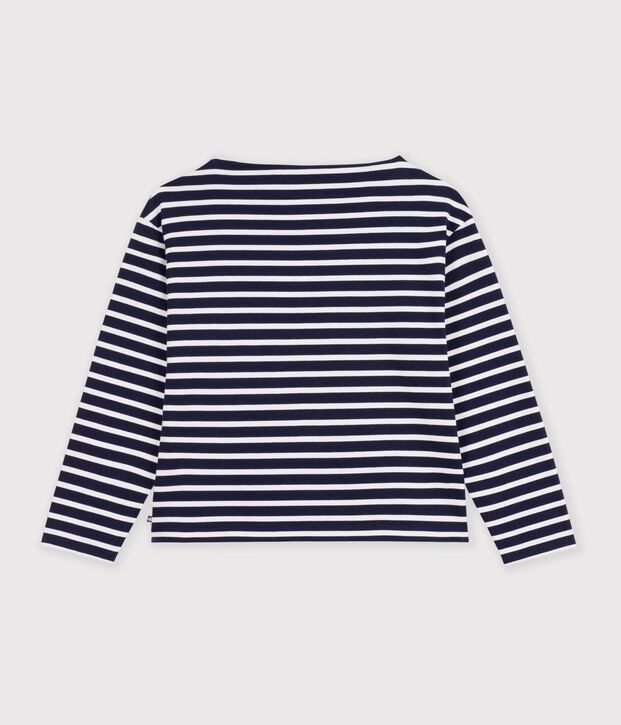 Marini&egrave;re a maniche lunghe in cotone donna blu/bianco