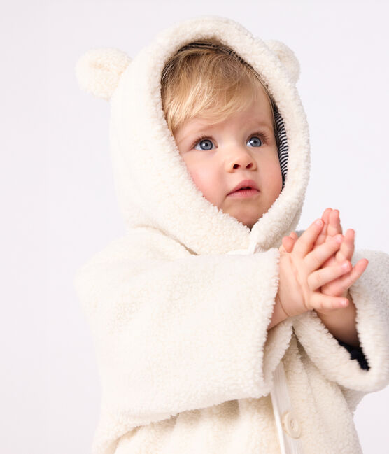 Cappotto con cappuccio imbottito in sherpa neonato ecru MILK