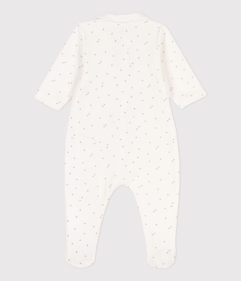 Tutina pigiama stelle in ciniglia bianco MARSHMALLOW/grigio GRIS