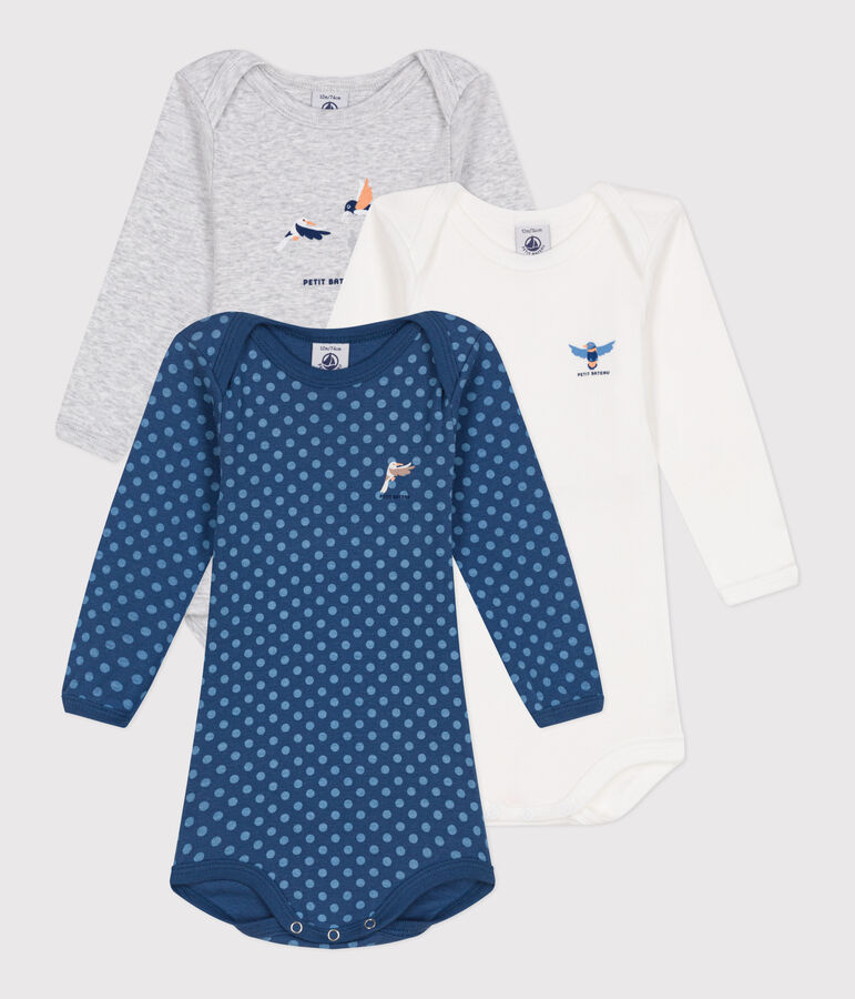 Set di 3 body a maniche lunghe in cotone neonato multicolore