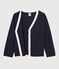 Cardigan in lana e cotone bambino blu SMOKING/bianco MARSHMALLOW