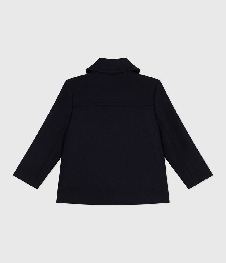 Caban bambina in panno di lana tinta unita blu