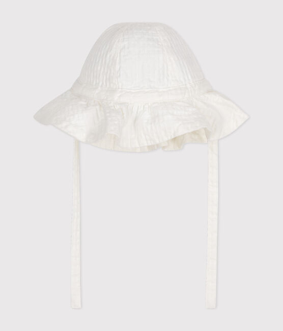 Cappellino operato bebè femmina a tinta unita bianco MARSHMALLOW