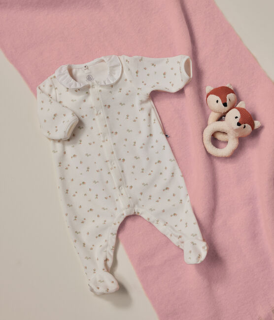Pigiama neonato in velluto bianco MARSHMALLOW/bianco MULTICO