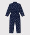Tutina a maniche lunghe in cotone a fiori bambina blu MEDIEVAL/bianco MARSHMALLOW